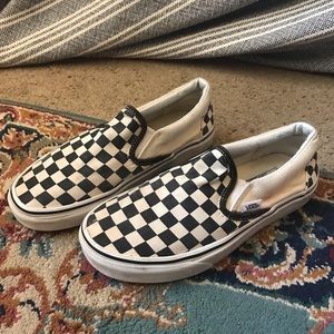 VANS black and white checkered slip ons